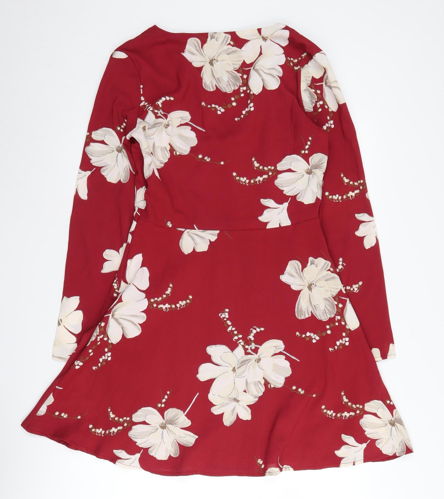 Parisian Women's Red Floral Wrap Dress Size 10