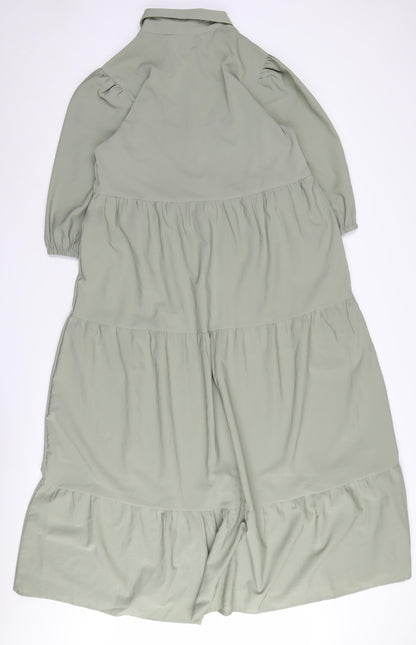 ASOS DESIGN Women's Green Collared Midi Shirt Dress
