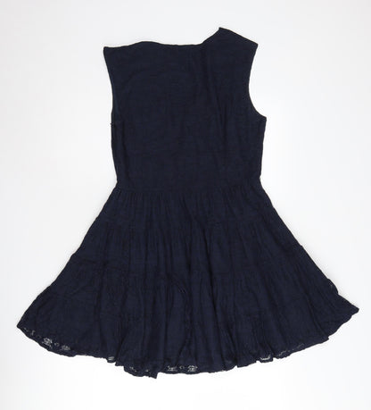 Zara Basic Women's Blue Sleeveless V-Neck Dress M