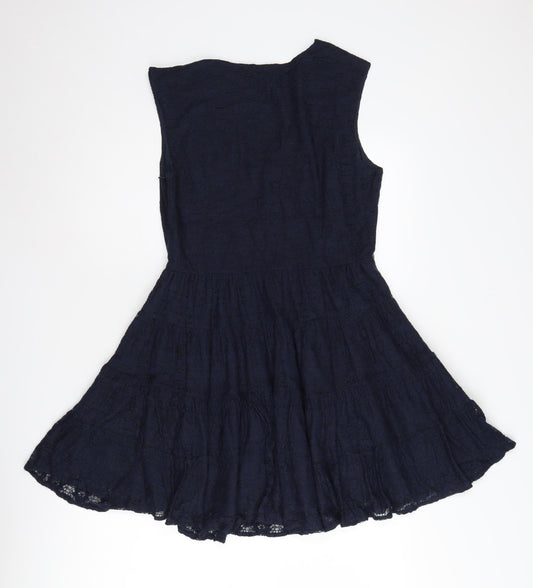 Zara Basic Women's Blue Sleeveless V-Neck Dress M