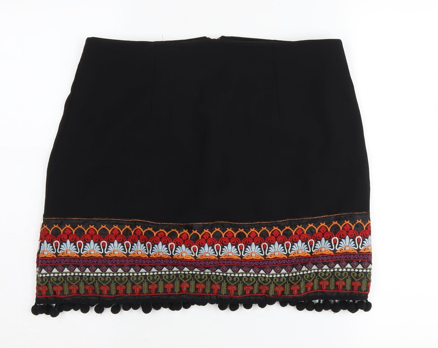 New Look Women's Black Embroidered Skirt Size 12