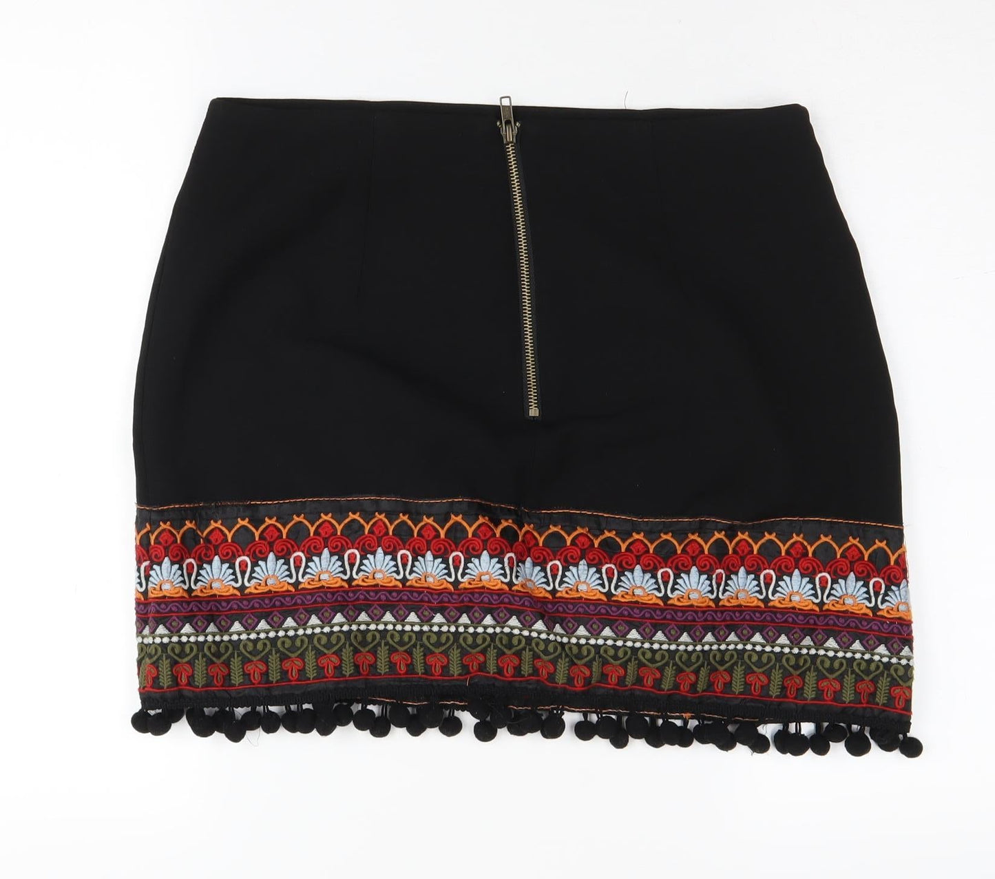 New Look Women's Black Embroidered Skirt Size 12