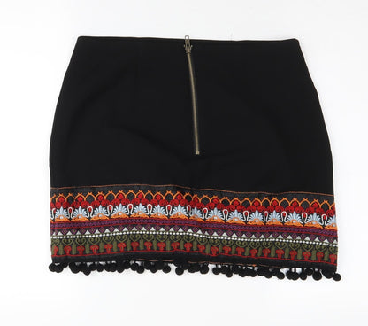 New Look Women's Black Embroidered Skirt Size 12