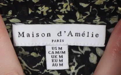 Maison d'Amélie Women's Black Floral Blouse M