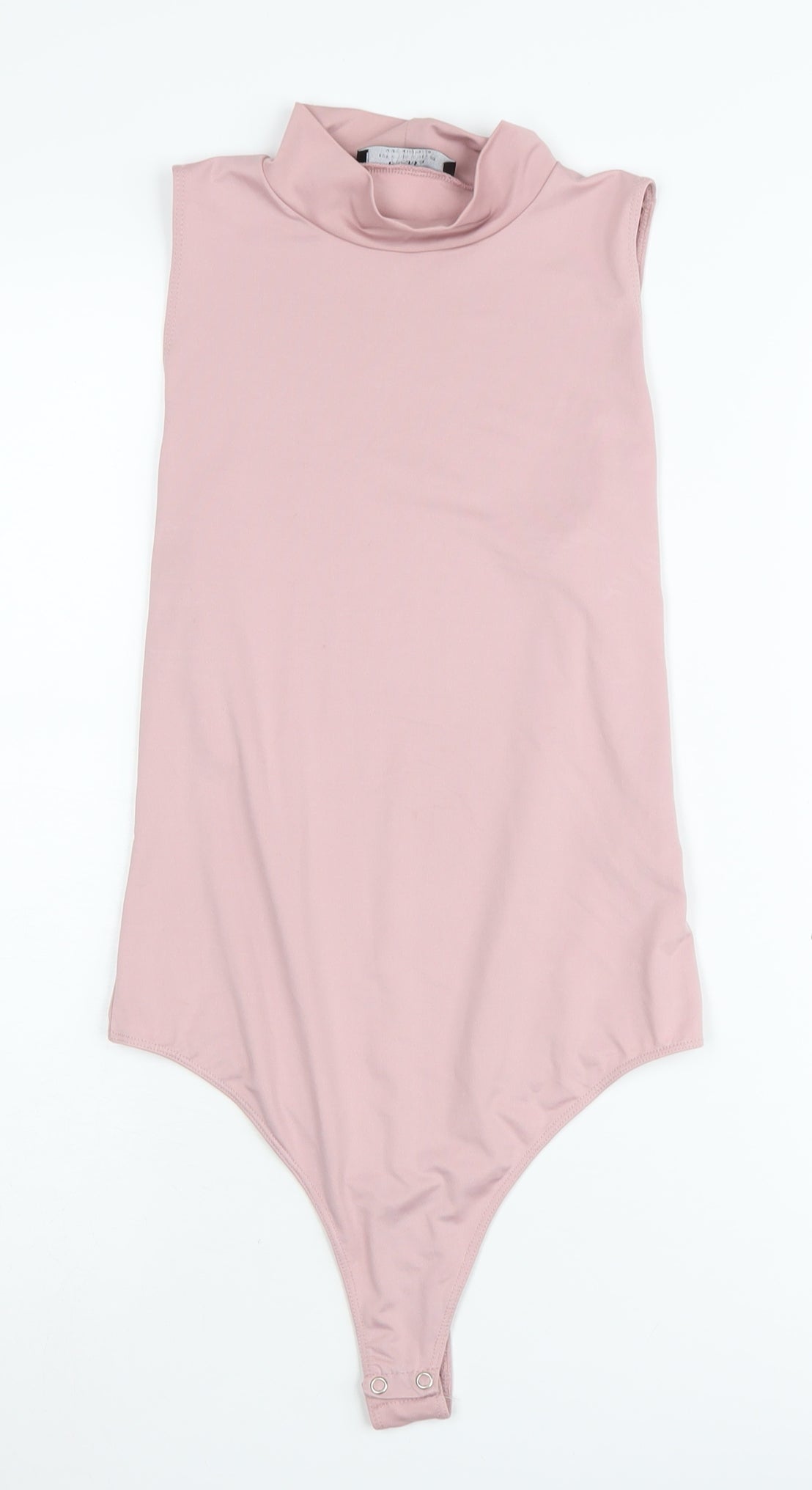 Bershka Women's Pink Mock Neck Bodysuit - Size 12