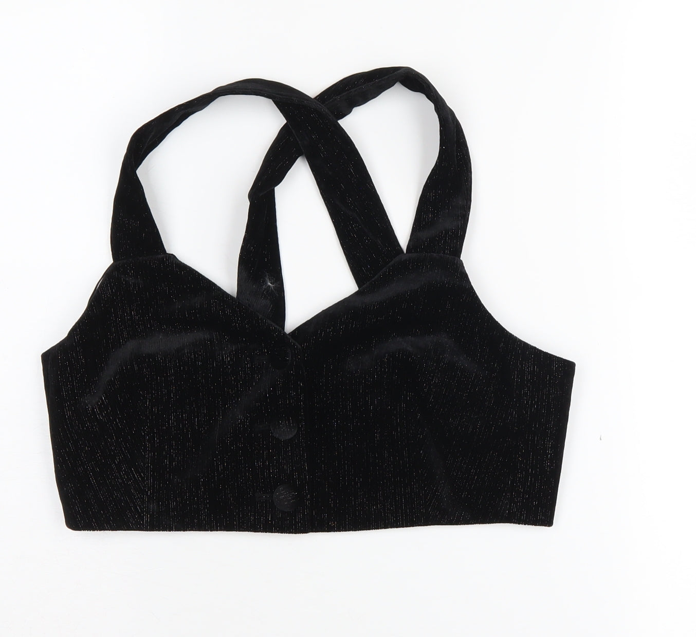 Zara Women's Black Cropped Blouse, Size 10, Party
