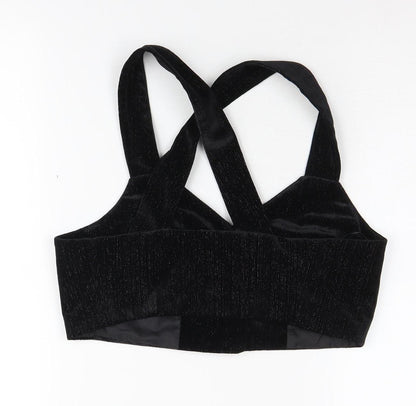 Zara Women's Black Cropped Blouse, Size 10, Party