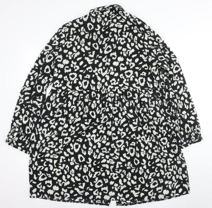 Kayella Women's Black Animal Print Collared Shirt Dress - Size M