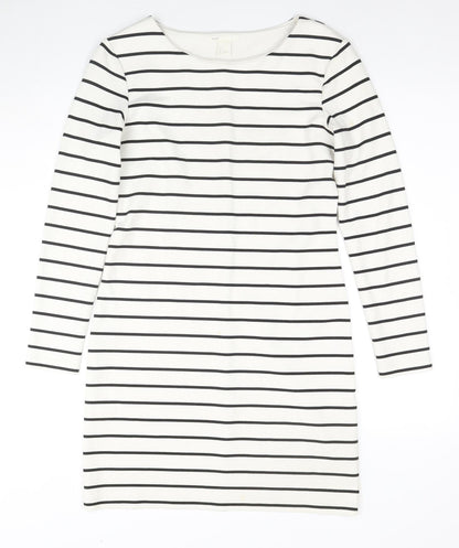 H&M Women's White Striped Shift Dress S