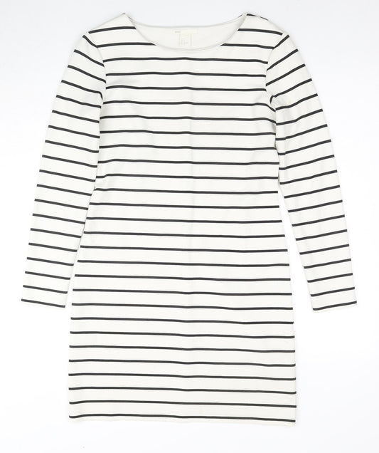 H&M Women's White Striped Shift Dress S