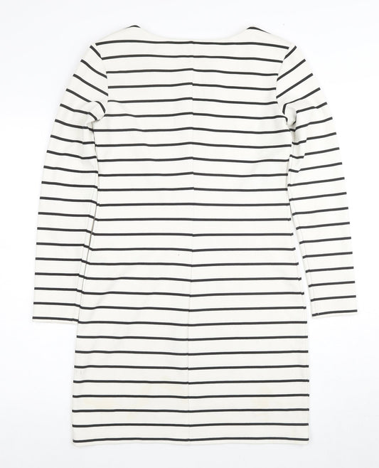 H&M Women's White Striped Shift Dress S