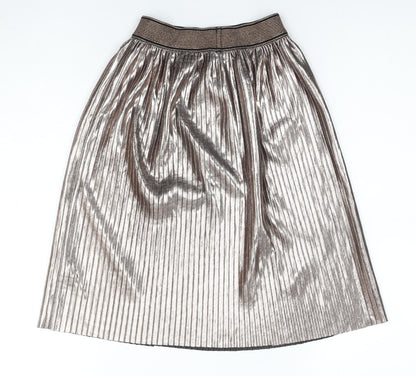 Next Women Silver Pleated Midi Skirt