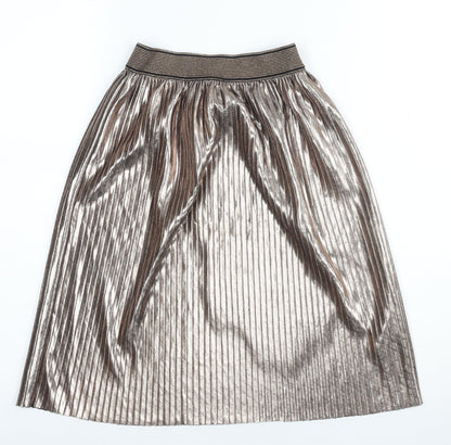 Next Women Silver Pleated Midi Skirt