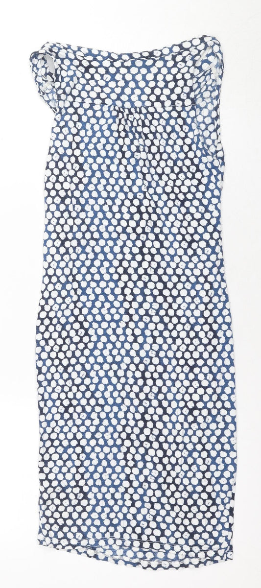 H&M Women's Blue Polka Dot Round Neck Dress XS