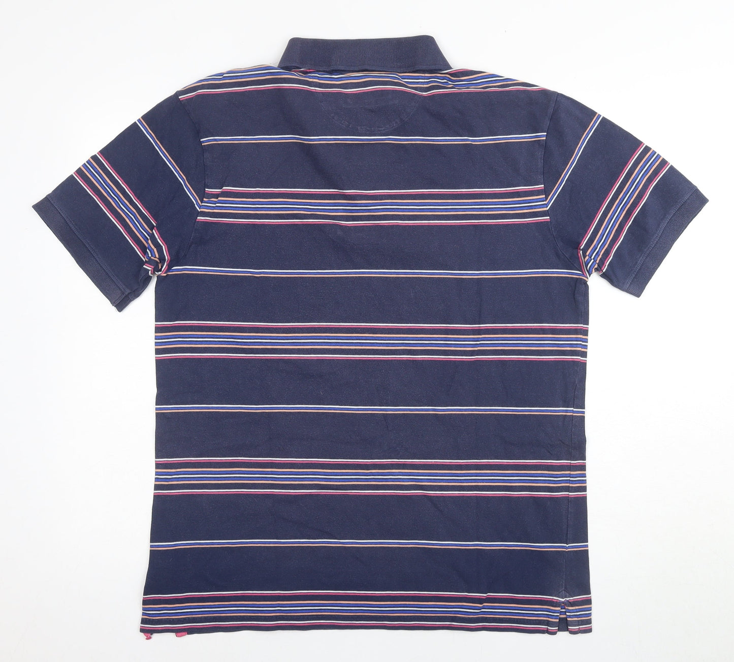 Marks and Spencer Men's Blue M Striped Polo Short Sleeve
