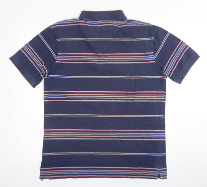 Marks and Spencer Men's Blue M Striped Polo Short Sleeve