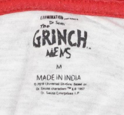 Grinch Men's Grey Red Pyjama Top M Christmas