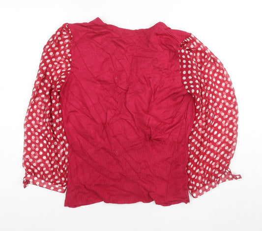 Womens UK Size L CC Red Wrap Blouse