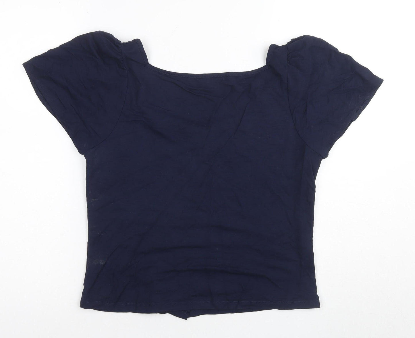Warehouse Women's Blue Button-Up Square Neck Top