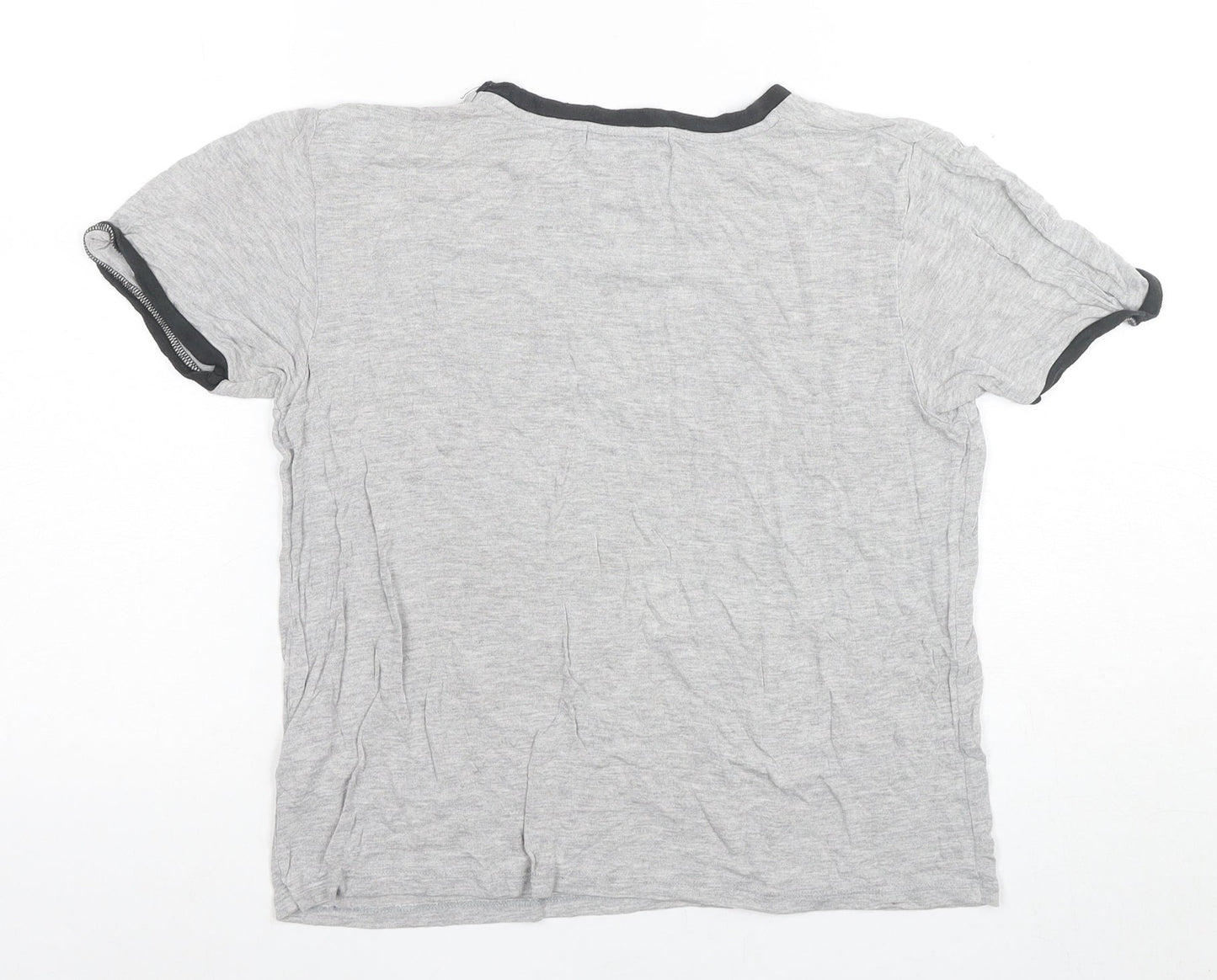 Womens UK Size S Pull & Bear Grey Ringer T-Shirt