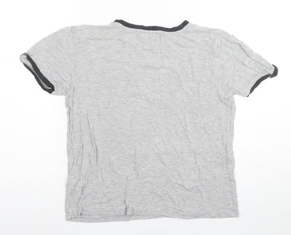 Womens UK Size S Pull & Bear Grey Ringer T-Shirt