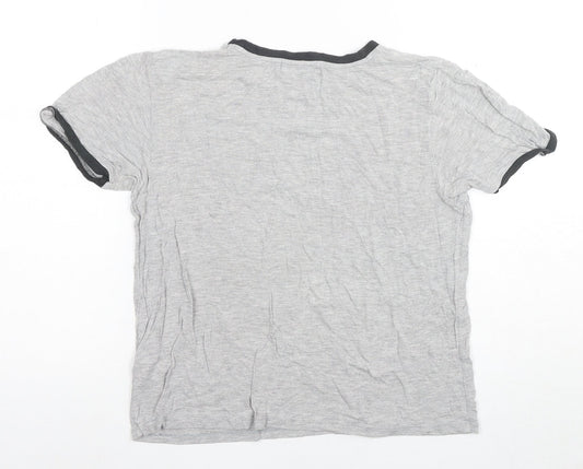 Womens UK Size S Pull & Bear Grey Ringer T-Shirt