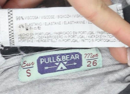 Womens UK Size S Pull & Bear Grey Ringer T-Shirt