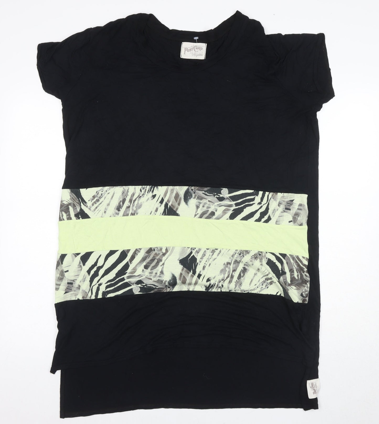 Womens UK Size L Post Card Black  T-Shirt