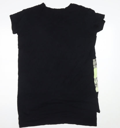 Womens UK Size L Post Card Black  T-Shirt