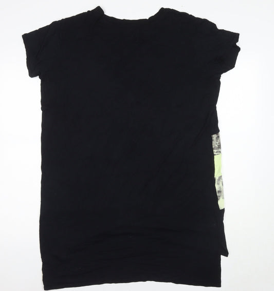 Womens UK Size L Post Card Black  T-Shirt