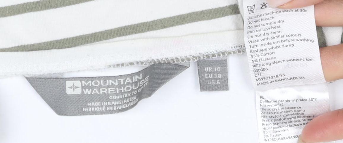 Mountain Warehouse Women's White Striped T-Shirt Long Sleeve