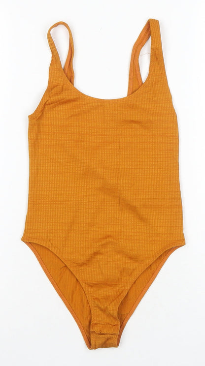 Topshop Women’s Orange Bodysuit, Size 10, Sleeveless, Slim Fit