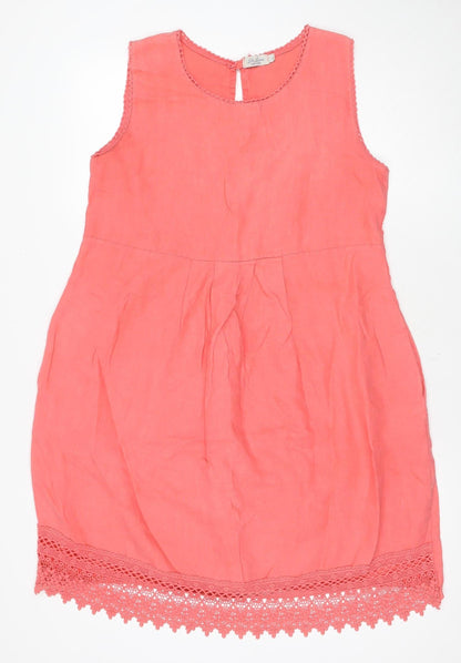 Made in Italy Women's Pink Linen Shift Dress, Size S