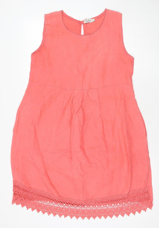 Made in Italy Women's Pink Linen Shift Dress, Size S