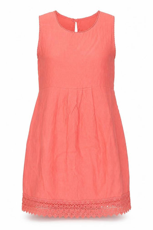 Made in Italy Women's Pink Linen Shift Dress, Size S