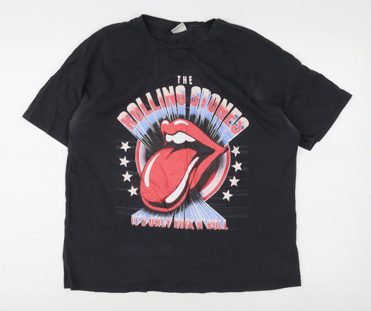 Unisex Adults UK Size L Bravado Black Basic T-Shirt