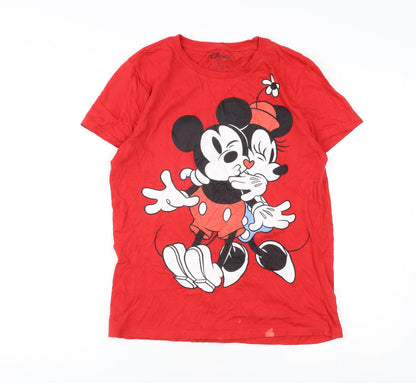 Unisex Adults UK Size XS Disney Red Basic T-Shirt