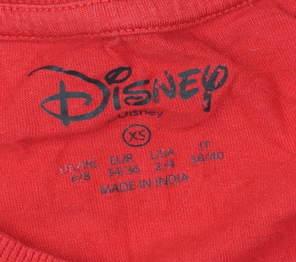Unisex Adults UK Size XS Disney Red Basic T-Shirt