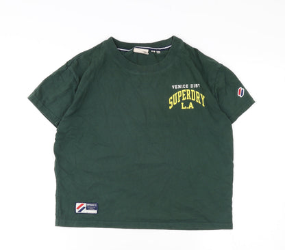 Womens UK Size 10 Superdry Green Jersey T-Shirt