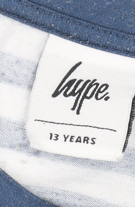 Hype Girls Blue Striped T-Shirt - Size 13 Years