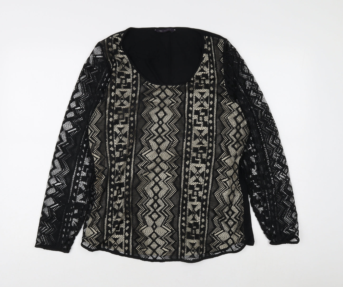 Womens UK Size 16 Marks and Spencer Black Tunic Blouse