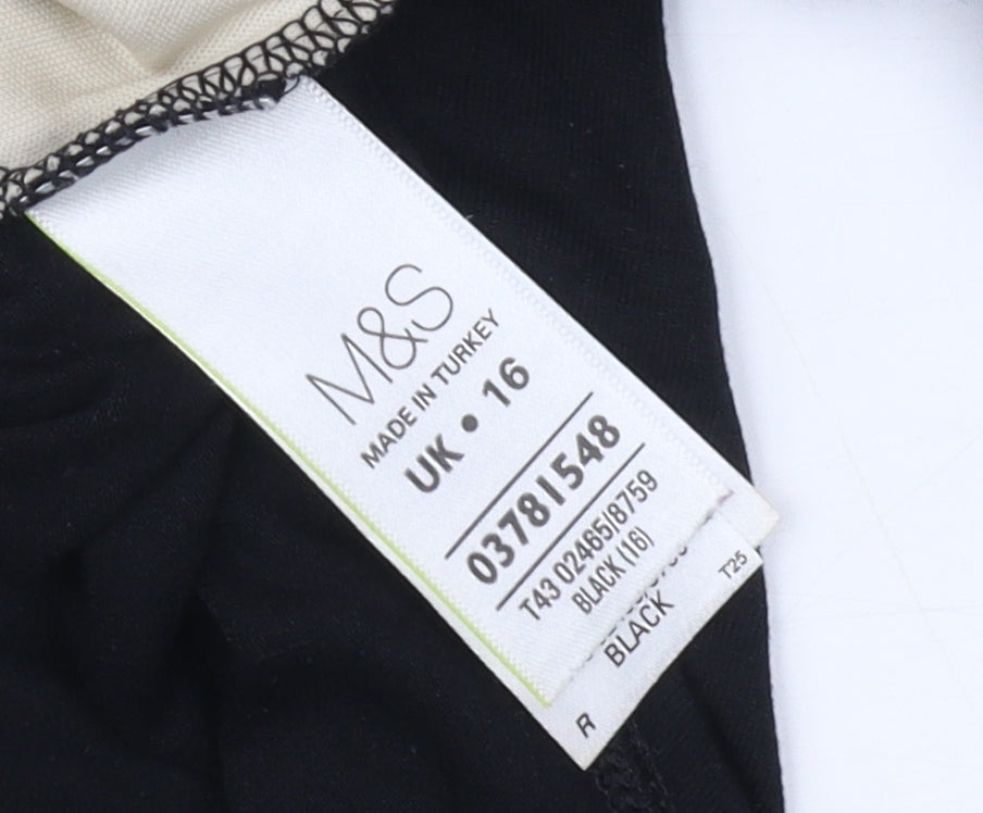Womens UK Size 16 Marks and Spencer Black Tunic Blouse