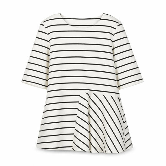 Marks and Spencer Women's Ivory Striped Tunic T-Shirt - Size 16