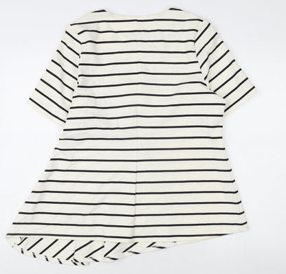 Marks and Spencer Women's Ivory Striped Tunic T-Shirt - Size 16