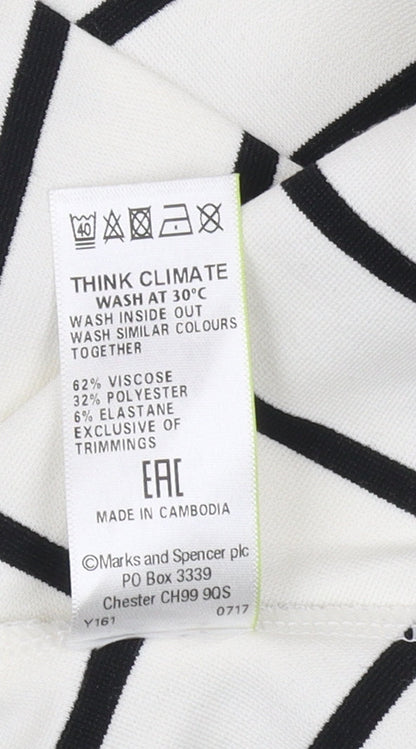 Marks and Spencer Women's Ivory Striped Tunic T-Shirt - Size 16