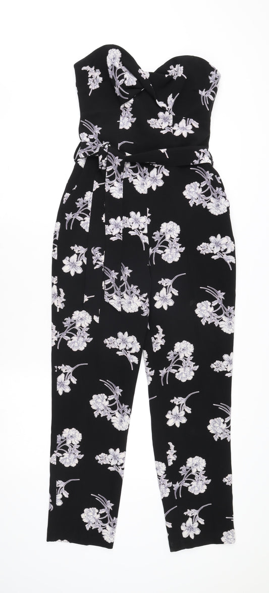 Miss Selfridge Women's Black Floral Jumpsuit Size 8