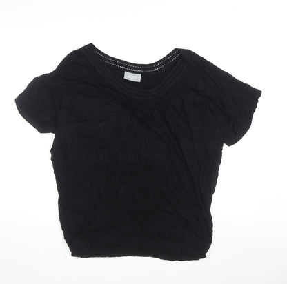 Womens UK Size M Wallis Black Basic T-Shirt