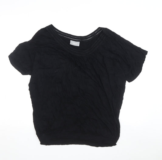 Womens UK Size M Wallis Black Basic T-Shirt