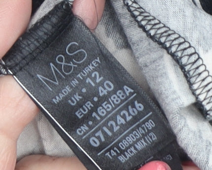 Womens UK Size 12 Marks and Spencer Black Tunic T-Shirt