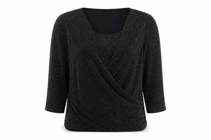 Womens UK Size 12 Apricot Black Wrap Blouse